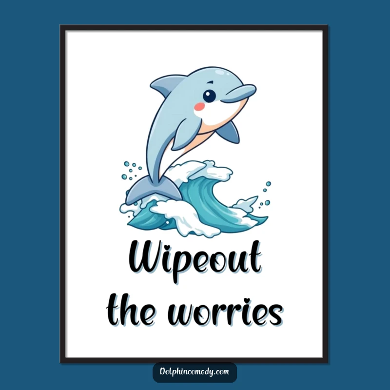 Funny Free Printable Wall Art: Excited Dolphin Wave Rider Downloadable Decor