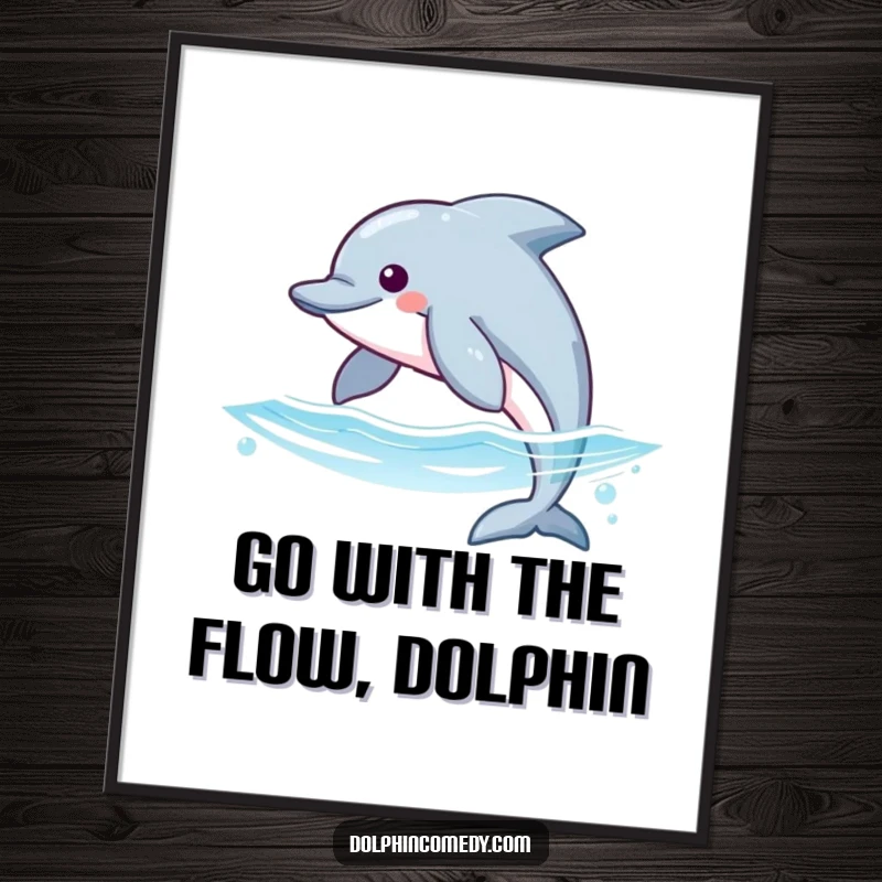 Funny Free Printable Wall Art: A sleek dolphin gracefully glides through vibrant blue ocean waters, a serene yet amusing scene.