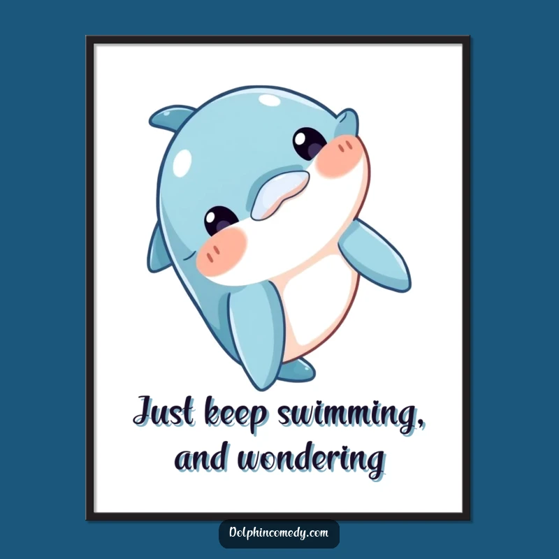Free Printable Wall Art: Curious Dolphin Nod, Funny Downloadable Aquatic Decor