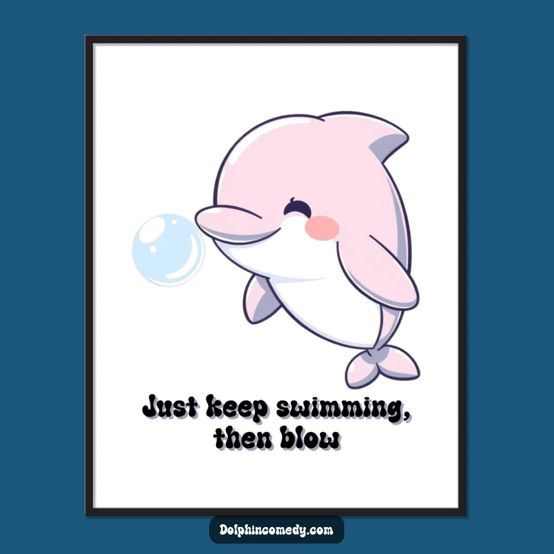 Funny Free Printable Dolphin Art: Smiling Bubble Blowout Downloadable Decor