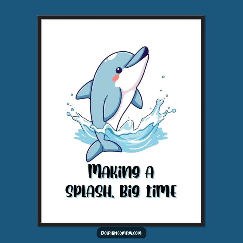 Funny Free Printable Wall Art: Dolphin Splash, Downloadable Ocean Decor