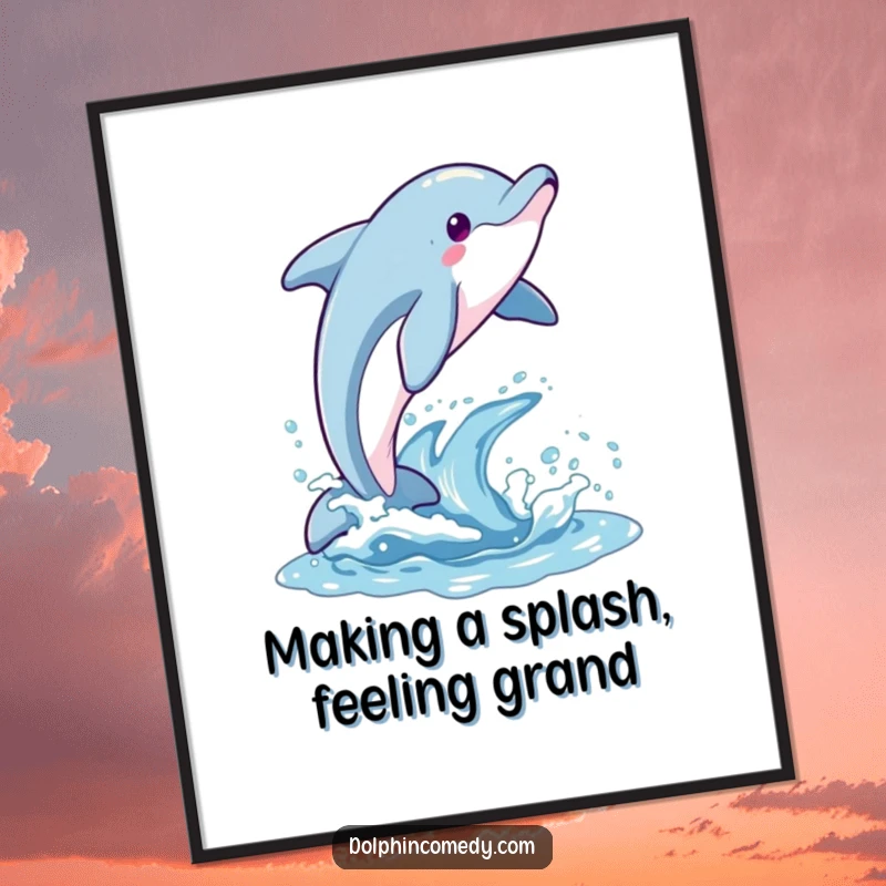 Funny Free Printable Wall Art: A dolphin mid-breach, captured in a joyous arc, bringing dynamic energy and a touch of humor to your decor.