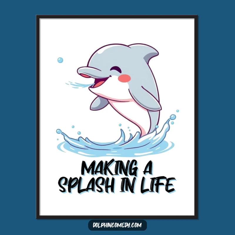 Free Printable Wall Art: Excited Dolphin Joyful Splash, Fun Downloadable Decor