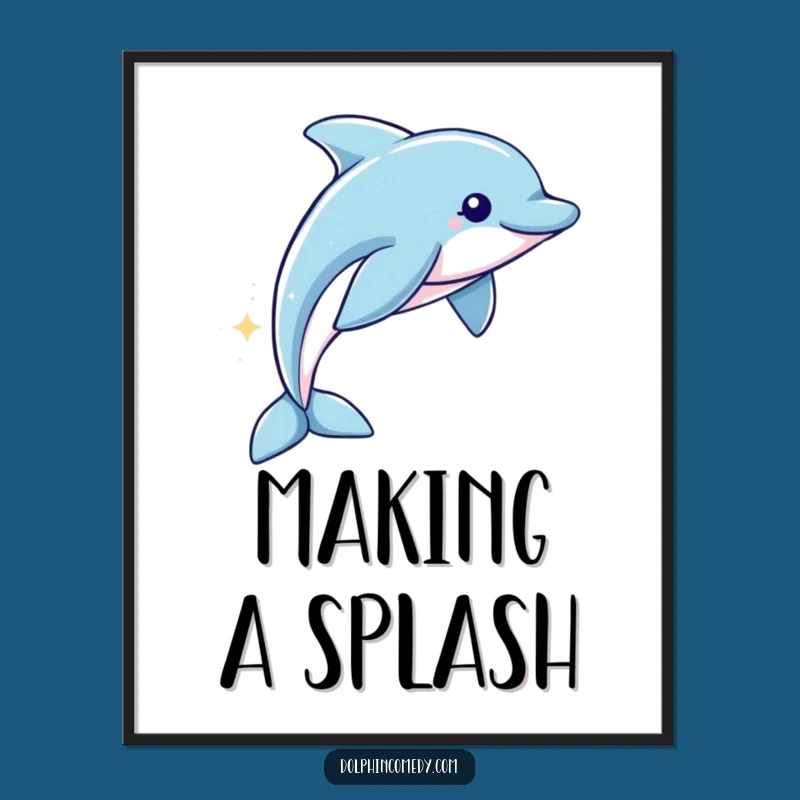 Funny Free Printable Wall Art: Sparkling Dolphin Trail Downloadable Decor