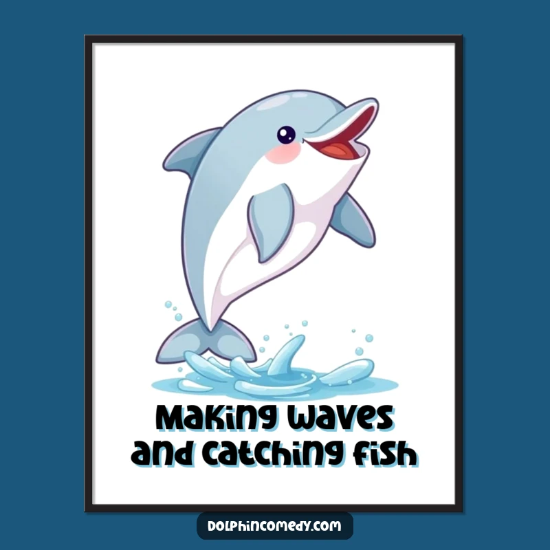 Free Printable Excited Dolphin Wall Art - Funny Ocean Downloadable Decor for Playful Spaces