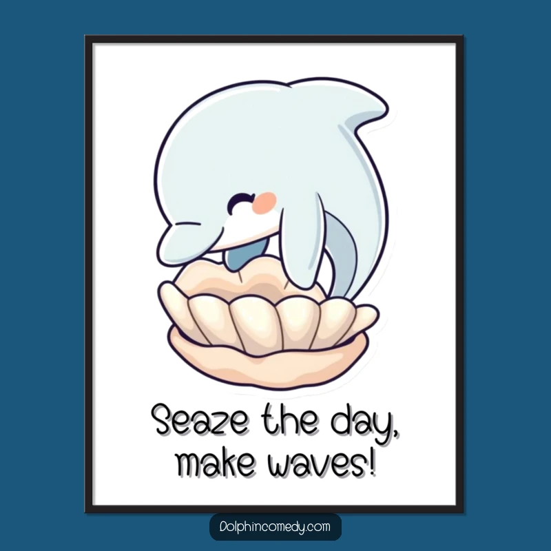 Free Printable Wall Art: Funny Dolphin & Seashell Art for Oceanic Humor at Home