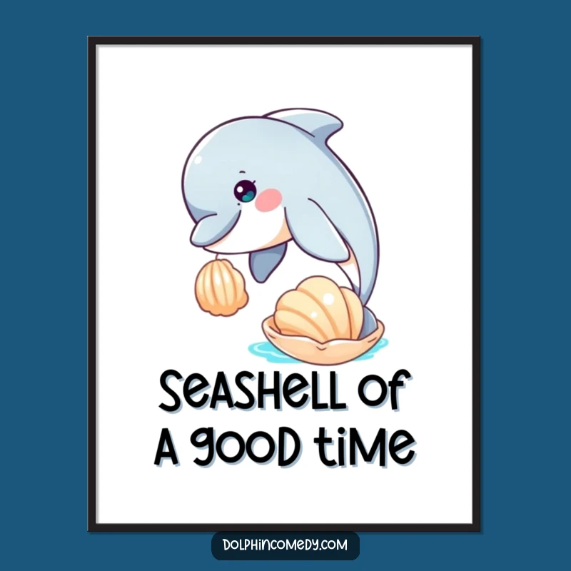 Funny Free Printable Wall Art: Dolphin & Seashell, Downloadable Ocean Decor