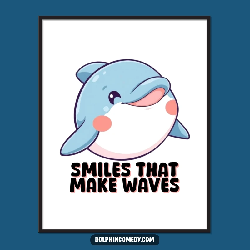 Funny Free Printable Wall Art: Happy Smiling Dolphin Aquatic Downloadable Decor