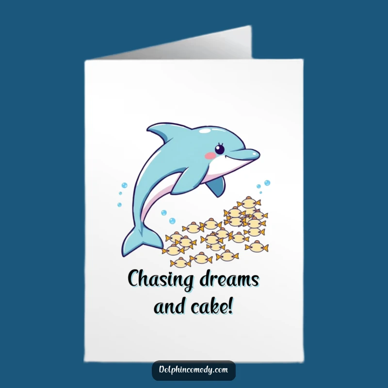 Free Printable Birthday Card: Dolphin Fish Chase Fun Downloadable