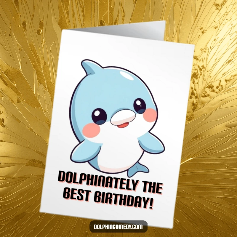 Funny Free Printable Birthday Card of a curious dolphin bobbing its head, inviting you to a birthday celebration.