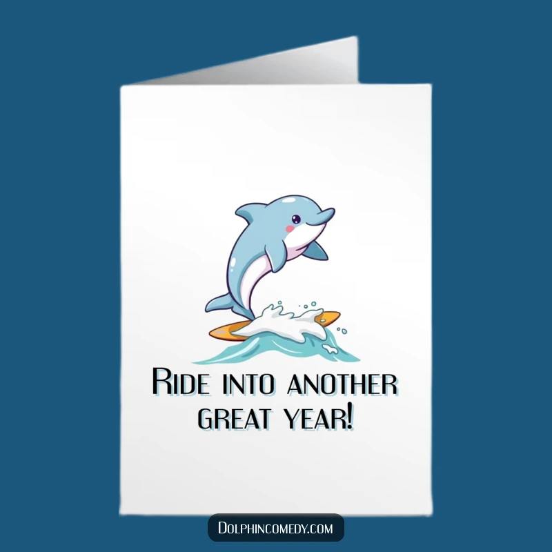 Free Printable Birthday Card: Surfing Dolphin Fun, Joyful Downloadable Gift