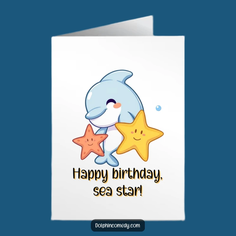 Free Printable Birthday Card: Dolphin & Starfish Fun, Playful Ocean DIY Gift