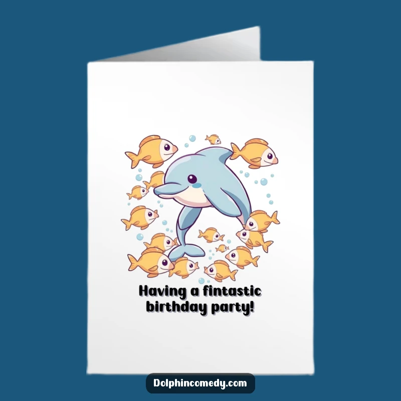 Free Printable Birthday Card: Dolphin & Fish Friends Downloadable Gift for Fun
