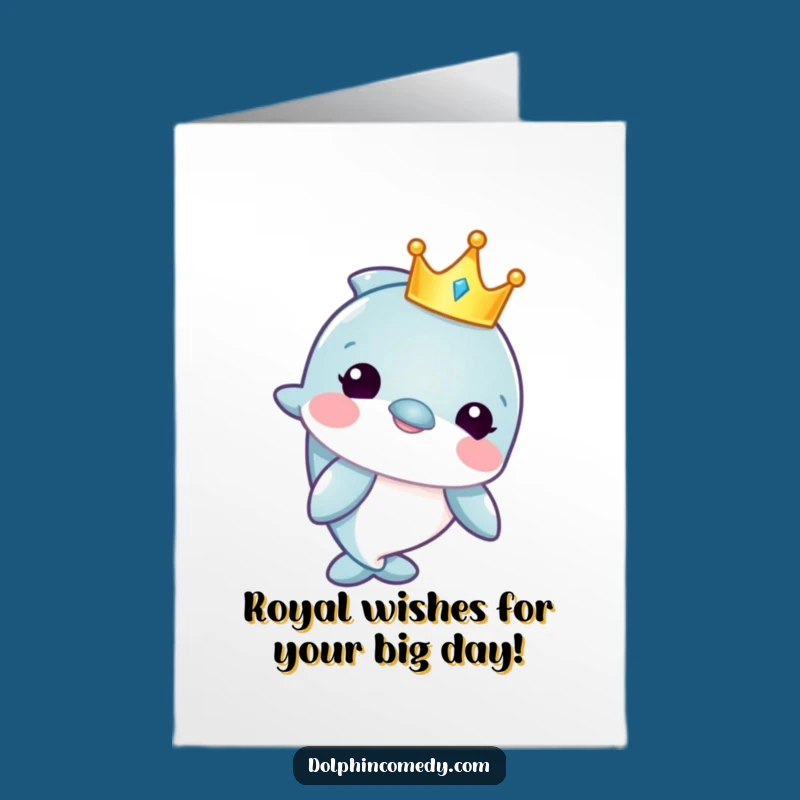 Free Printable Birthday Card: Funny Dolphin King Crown Downloadable Gift for Laughs