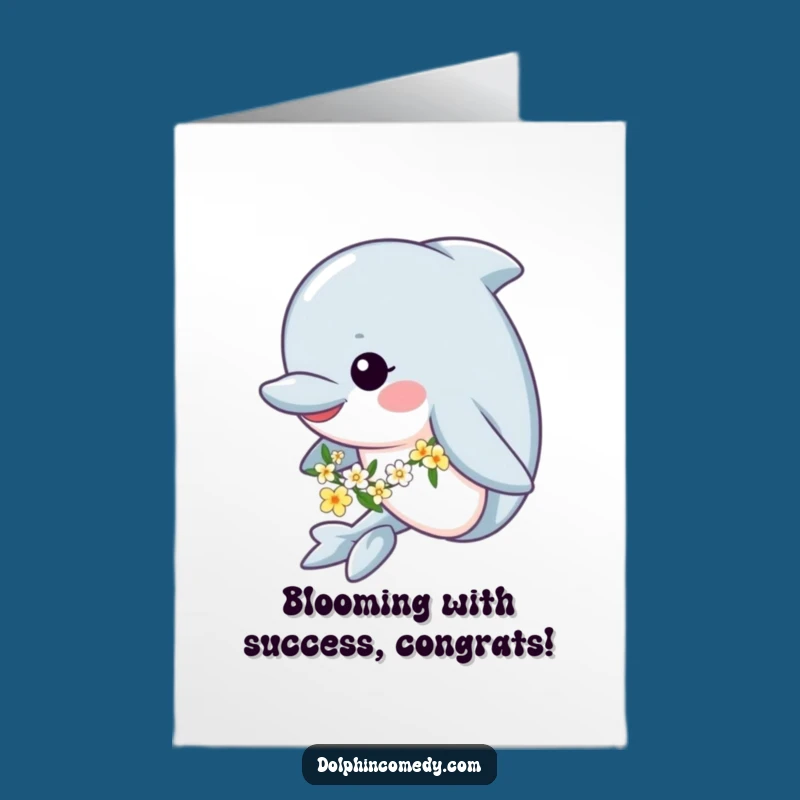 Free Printable Floral Dolphin Congrats Card: Celebrate with Aquatic Bloom