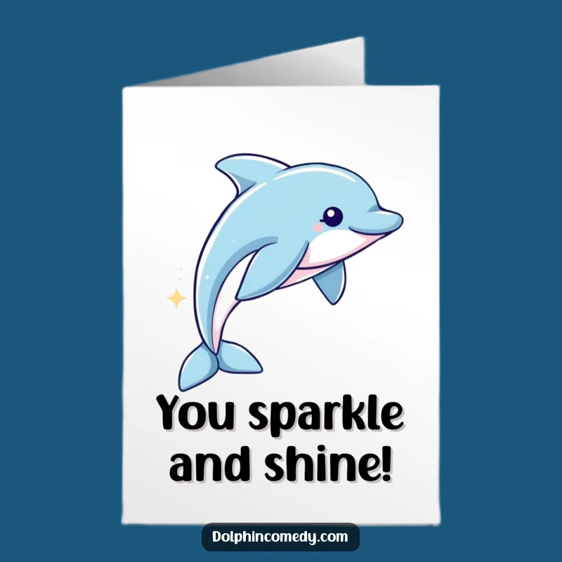 Free Printable Congrats Card: Sparkling Dolphin Achievement Downloadable