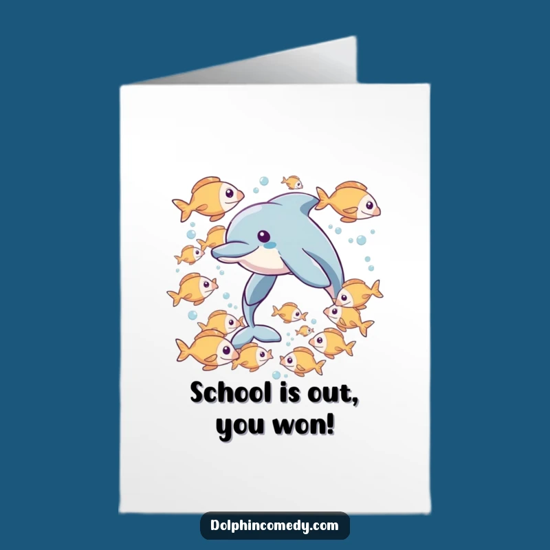 Free Printable Congrats Card: Dolphin & Fish Downloadable for Teamwork Wins