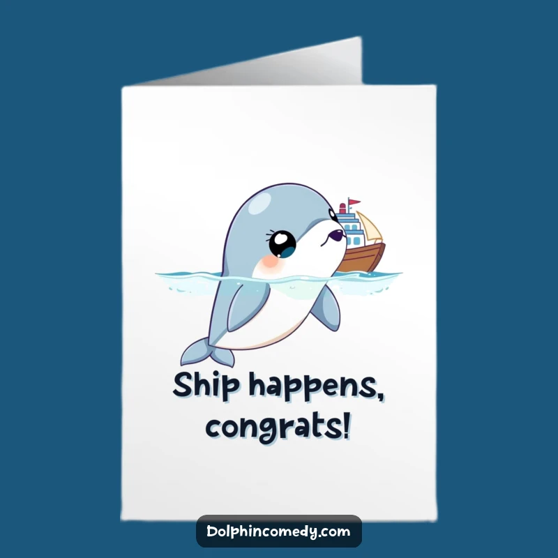 Free Printable Congrats Card: Shocked Dolphin Yacht Arrival Funny Downloadable