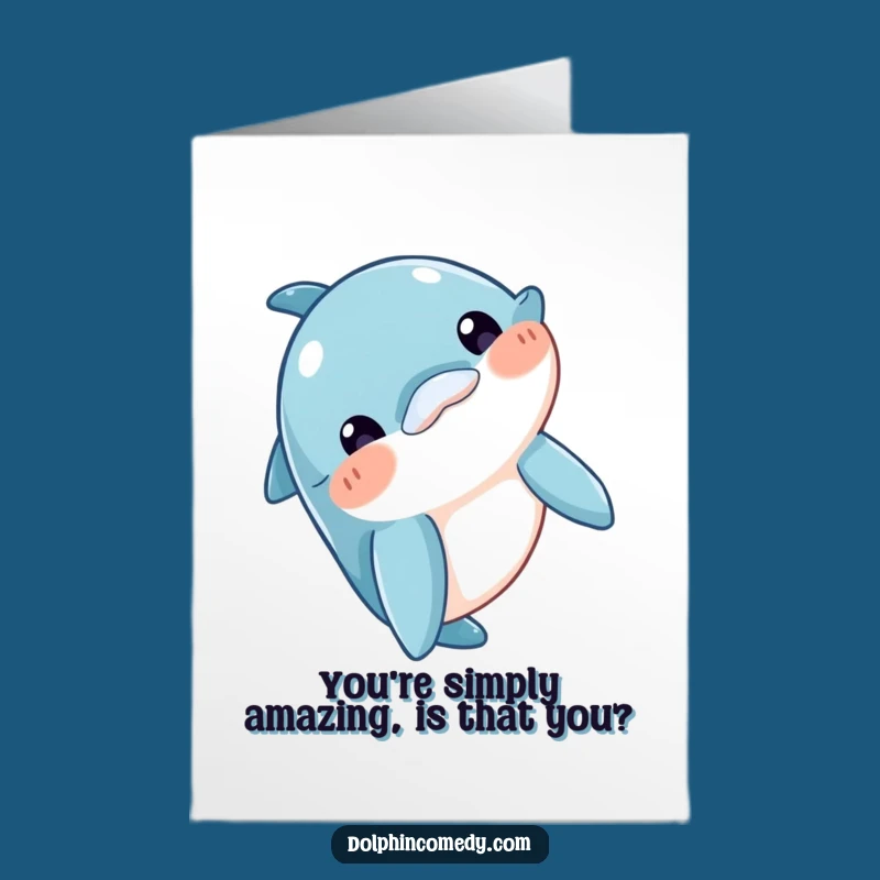 Free Printable Congrats Card: Curious Dolphin Nod, Funny Downloadable Celebration