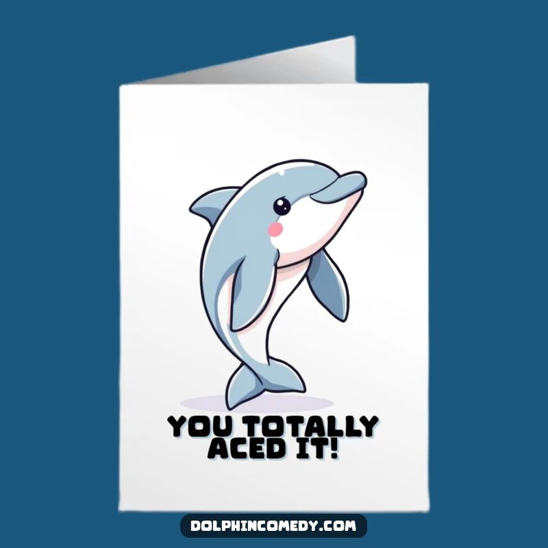 Free Printable Congrats Card: Dolphin Jump Success, Funny Downloadable Gift for Achievements