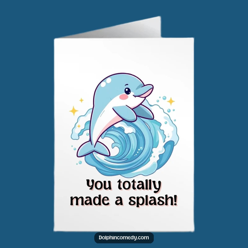 Free Printable Dolphin Congrats Card: Joyful Leaping Dolphin Wave Download