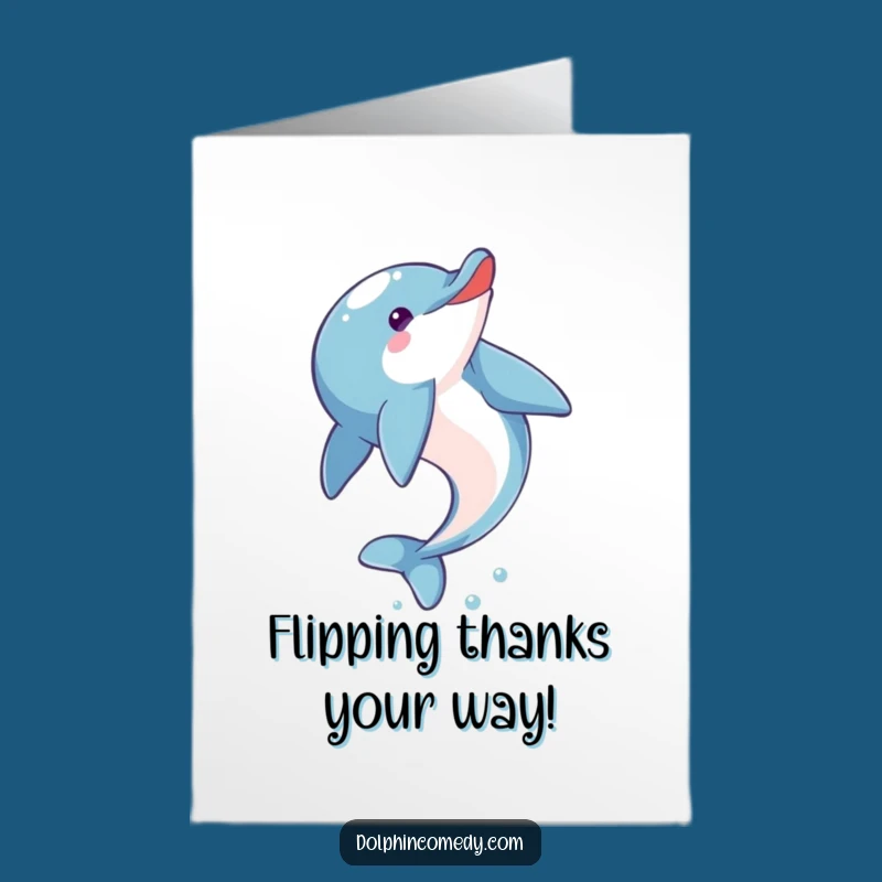 Free Printable Thank You Card: Dolphin Somersaults, Funny Downloadable Gift for Appreciation