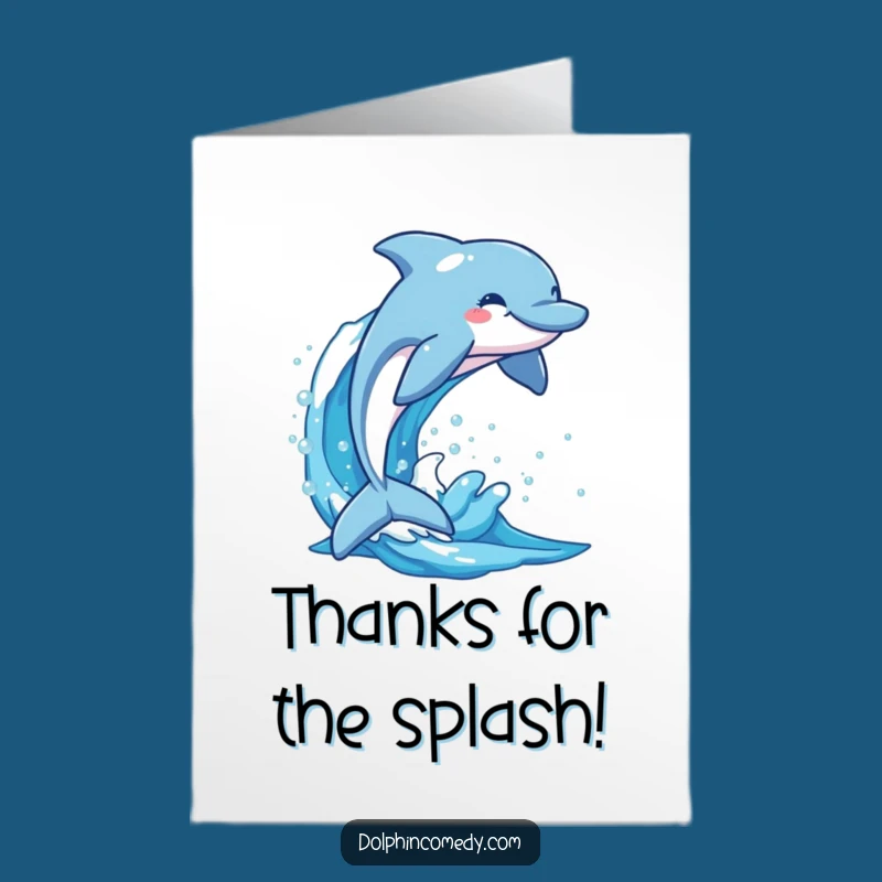 Free Printable Thank You Card: Dolphin Wave Gratitude, Humorous Downloadable Greeting