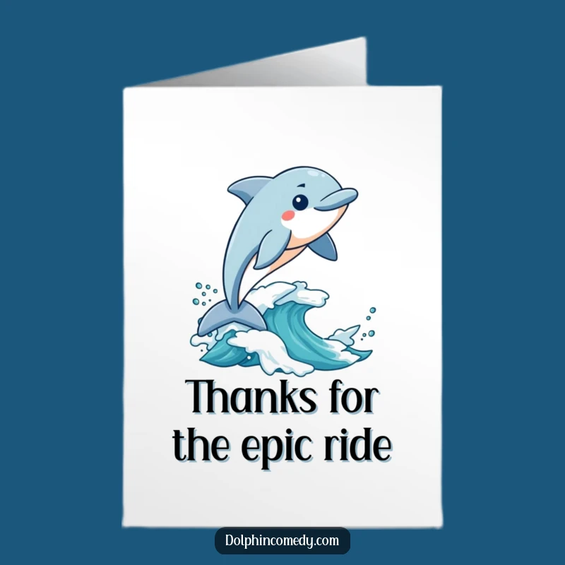 Free Printable Thank You Card: Excited Dolphin Wave Thanks Downloadable
