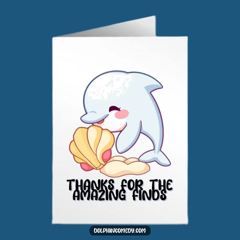 Free Printable Thank You Card: Funny Dolphin & Seashell Downloadable for Gratitude
