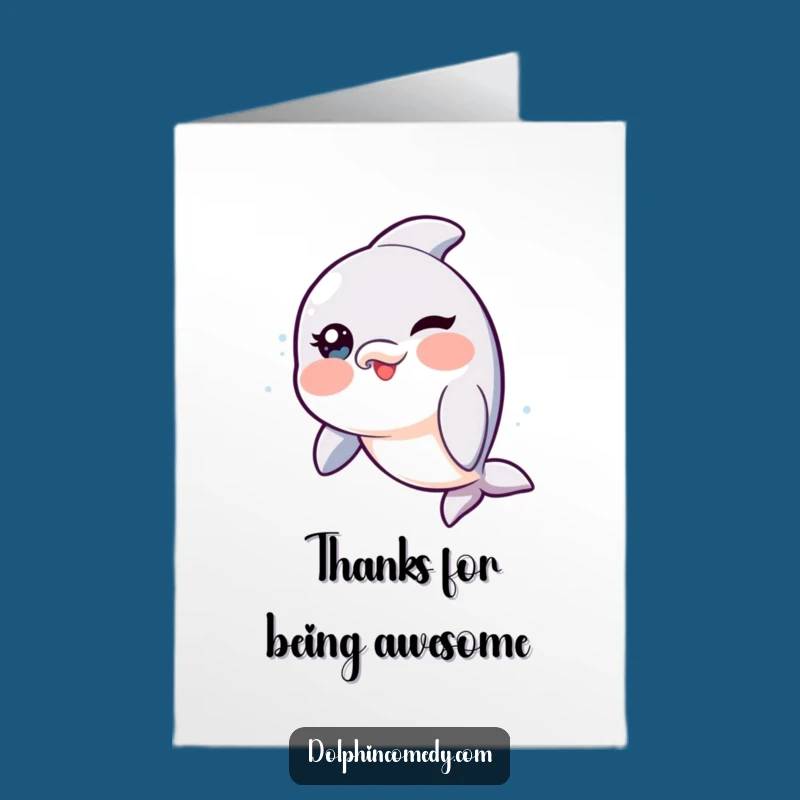 Free Printable Thank You Card: Winking Dolphin Gratitude, Sweet Downloadable Gift