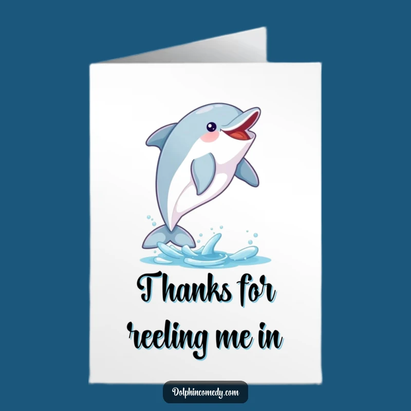 Free Printable Thank You Dolphin Card - Funny Fishy Downloadable Note of Gratitude