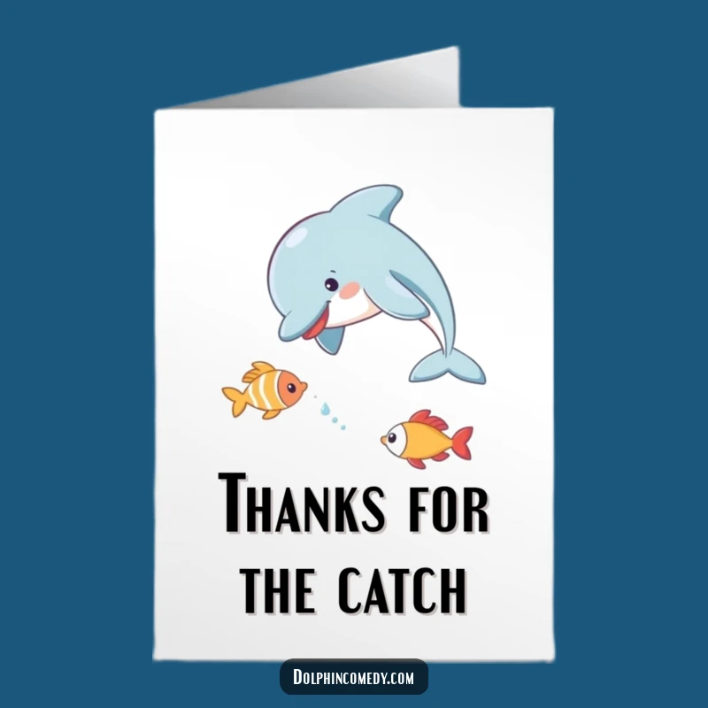 Free Printable Thank You Card: Dolphin Fish Fun, Cheerful Funny Downloadable Gift
