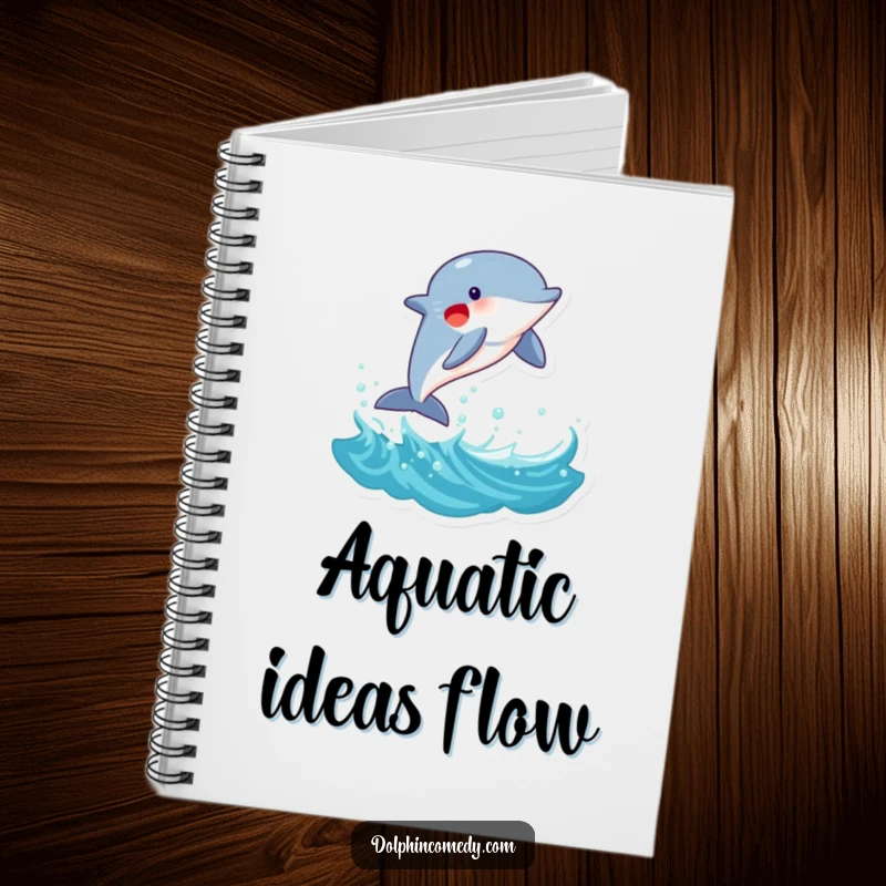Funny Dolphin Notebook: A joyful dolphin leaping from a wave, designed for recording bright ideas and ocean-inspired thoughts, a funny gift.