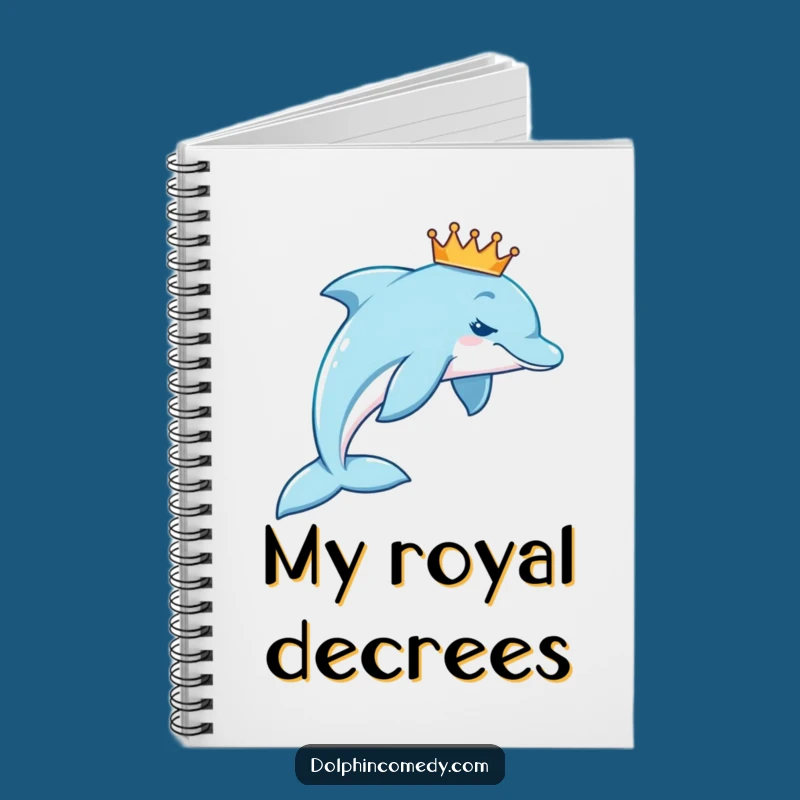 Funny Royal Dolphin Crown Notebook: Record Royal Decrees with Whimsical Elegance