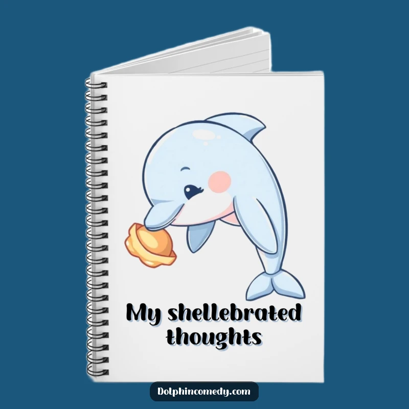 Funny Curious Dolphin Seashell Notebook - Ocean Explorer Journal, Perfect Gift