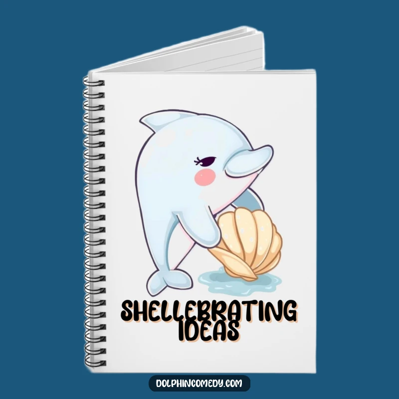 Funny Dolphin Seashell Notebook - Cute Journal for Ideas