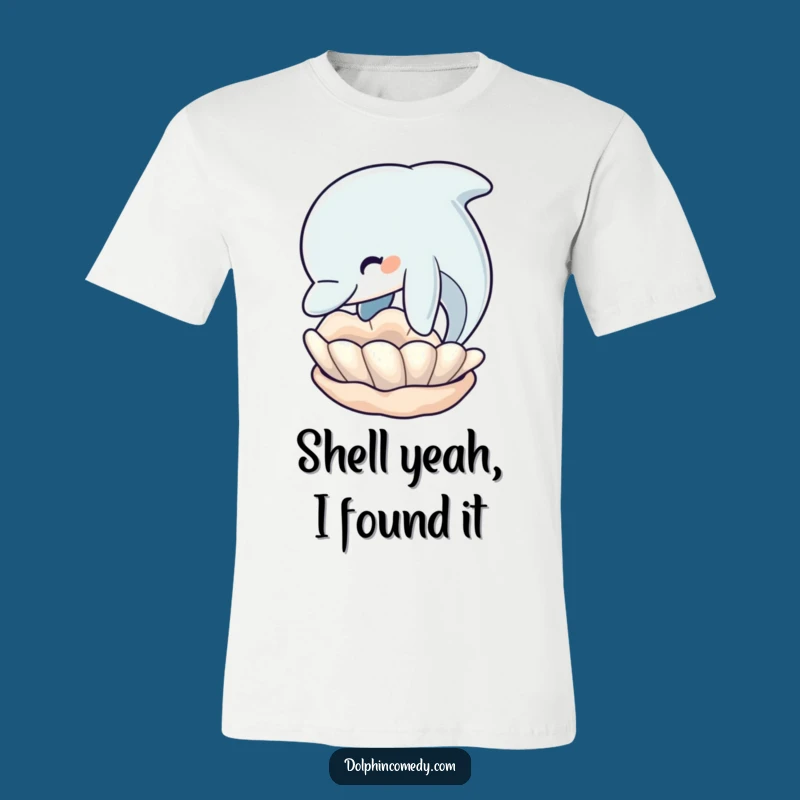 Funny Dolphin Seashell Sniff T-Shirt: Comedic Marine Mammal Apparel Gift