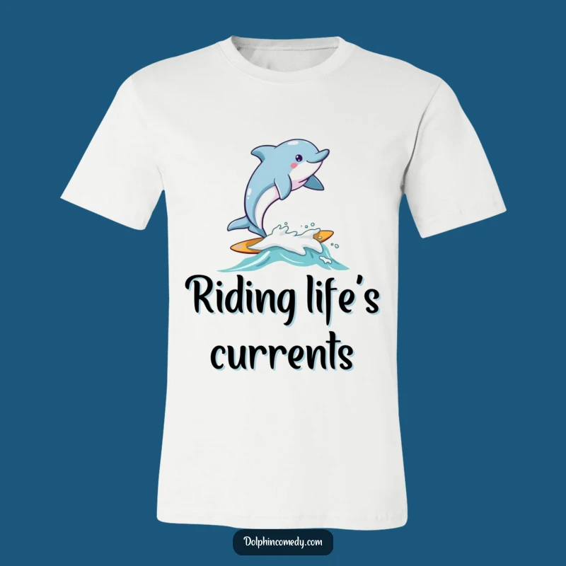Funny Surfing Dolphin T-Shirt - Joyful Wave Rider Tee, Humorous Gift
