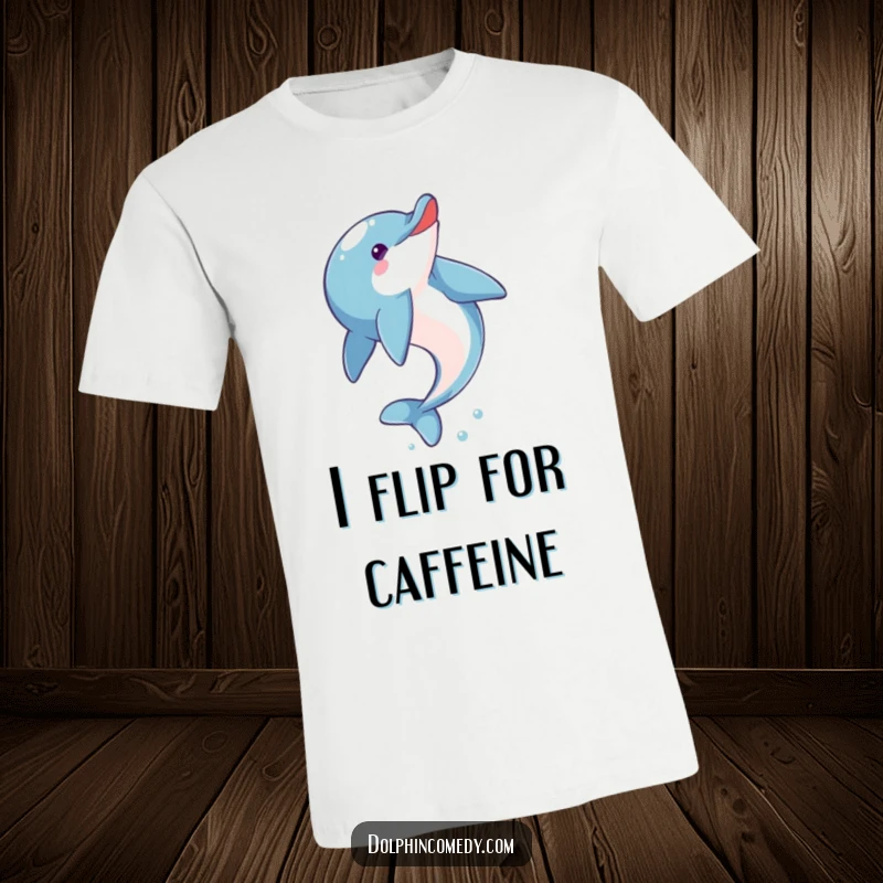 Funny Dolphin T-Shirt: A joyous dolphin executing a perfect somersault, radiating happiness and aquatic skill.