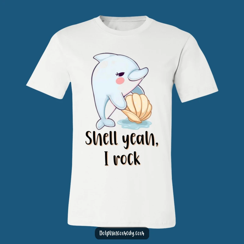 Funny Dolphin & Seashell T-Shirt - Cute Ocean Animal Tee