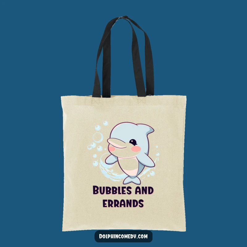 Funny Happy Dolphin Tote Bag: Bubble Ring Style, Carry Your Joy