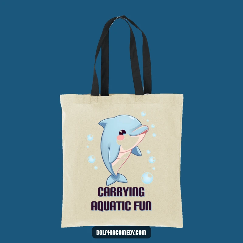 Funny Dolphin Bubble Chase Tote Bag: Carry Your Essentials with Giggle-Worthy Style