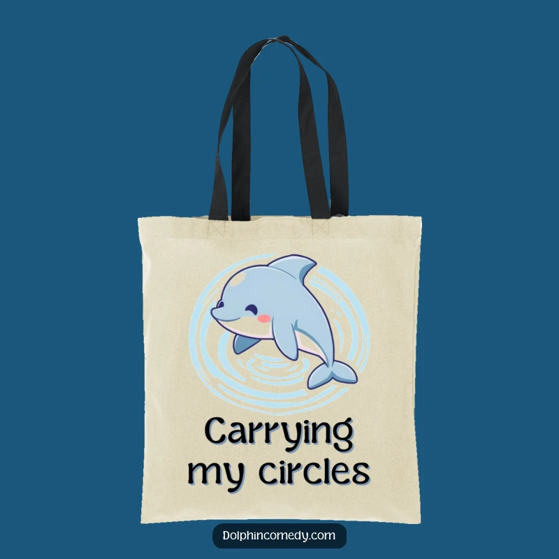 Funny Playful Dolphin Tote Bag - Swimming Circles Carryall