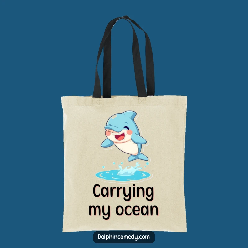 Funny Joyful Dolphin Tote Bag - Durable & Hilarious Ocean Carry-All