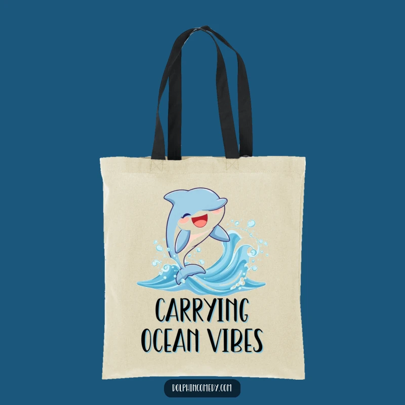 Funny Joyful Dolphin Leaping Tote Bag - Eco-Friendly Humorous Ocean Accessory