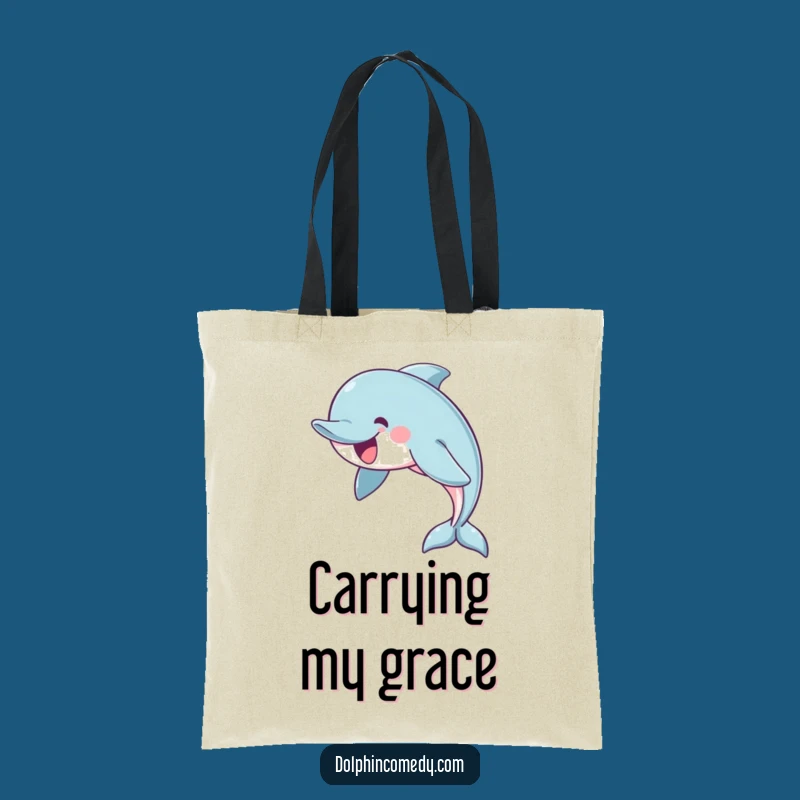 Funny Cheerful Dolphin Tote Bag: Carry Grace and Humor Everywhere