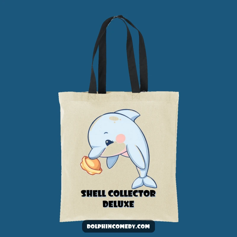 Funny Curious Dolphin Seashell Tote Bag - Ocean Explorer Bag, Ideal Gift