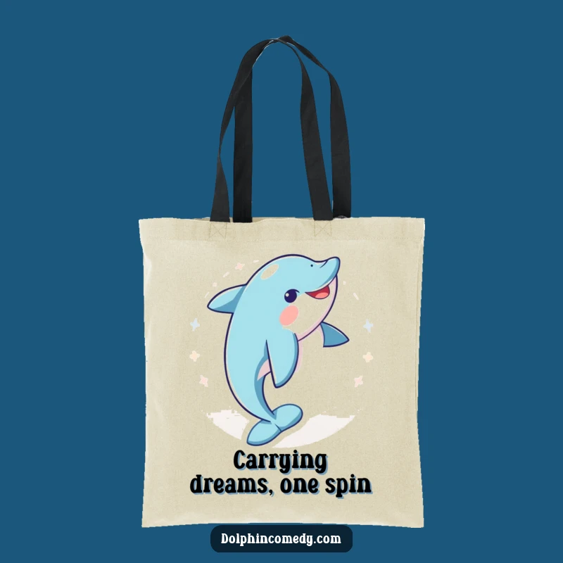 Funny Dolphin Joyful Spin Tote Bag: Carry Your Laughs in Style, Perfect Gift