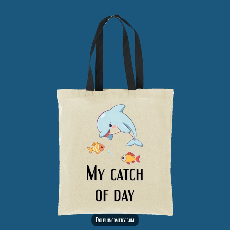 Funny Dolphin Tote Bag: Carry Your Treasures with a Playful Chase