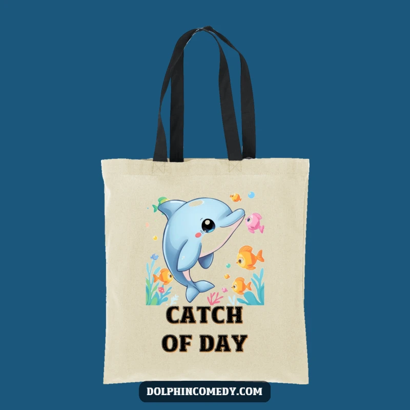 Funny Dolphin Tote Bag: Curious Watcher, Chic Funny Gift for Beachgoers